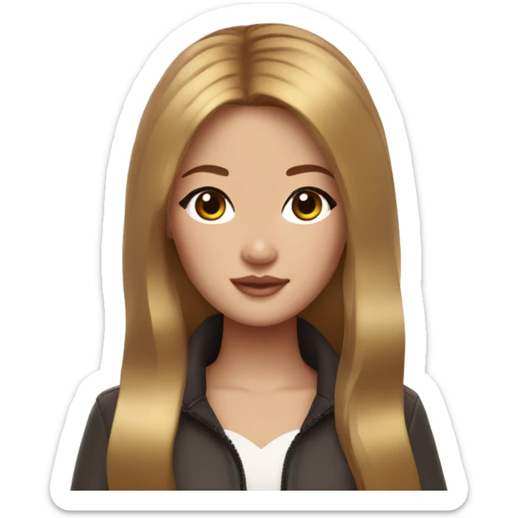 Korean Barbie girl with brown and gold hair sticker