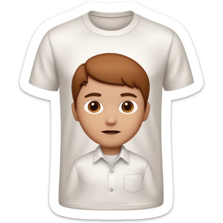A 3D cartoon white shirt with a brown soil stain in the center, smooth fabric texture, bright lighting, realistic Memoji-style look. sticker