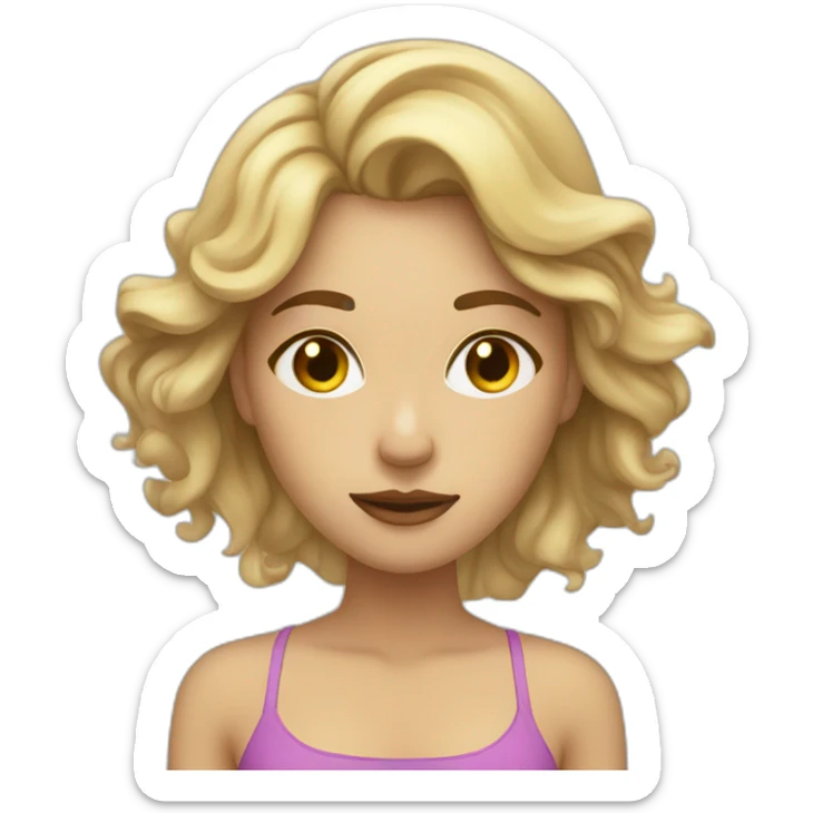 Waking up tired, bleary eyed, female with beach, waves, mid length, dirty blonde hair sticker