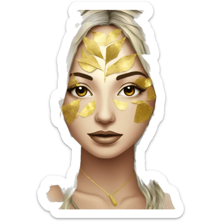  Hemp 420 lady face melting gold drizzle kintsugi palm leaves tropical made of 420 origami newspaper roses hemp leaves lantern fairy lights burning paper and hemp leaves in hair sticker