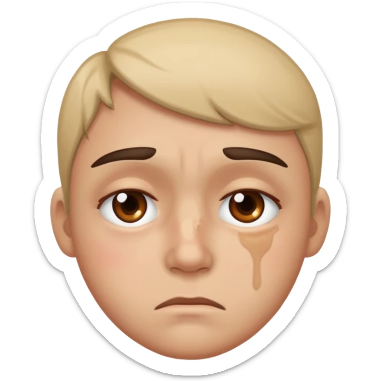sad emoji with bruise under eye
no i would like skmilar to smiling face holding up tearsnot tears just bruise sticker