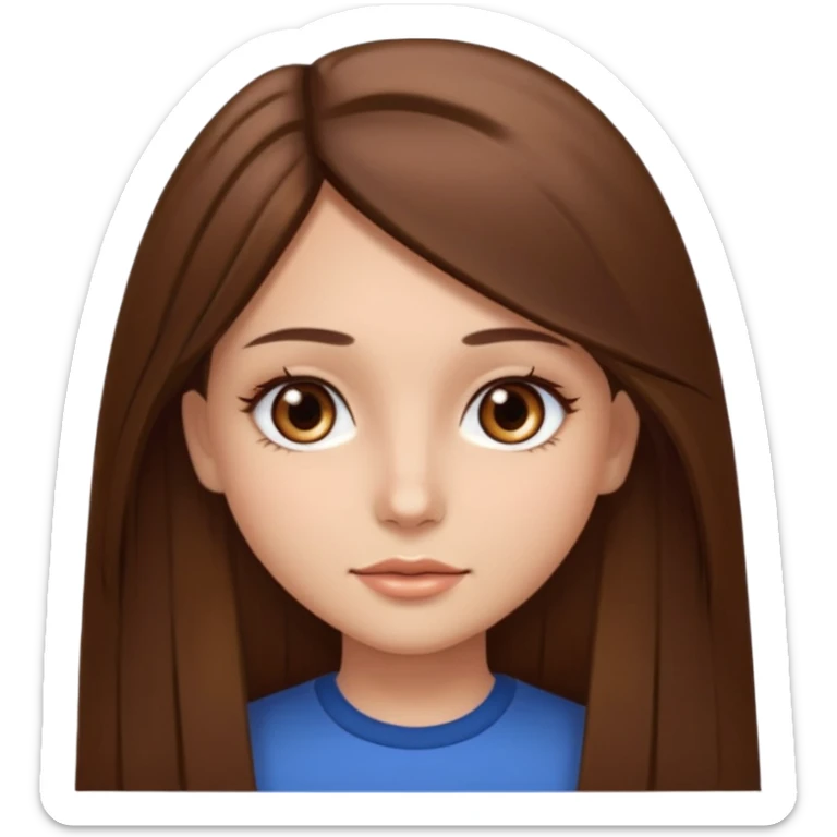 Fille cheveux lisse long brune raie au milieuyeux marron sticker