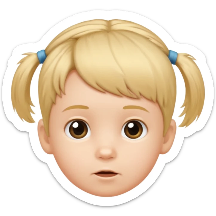 1 year old with a mini elastic holding a small group of hair on top of head. sticker