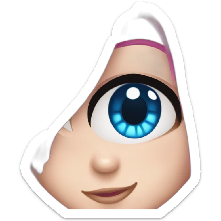 a cute catgirl with blue eyes and long hair.the hair is splitting in the middle hair on the left side is blue and went into pink. hair on the right side is pink and went into blue sticker