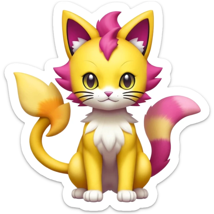 Colorful Liepard-Skitty-Delcatty-Pokémon-Fakémon-hybrid-creature (full body) sticker