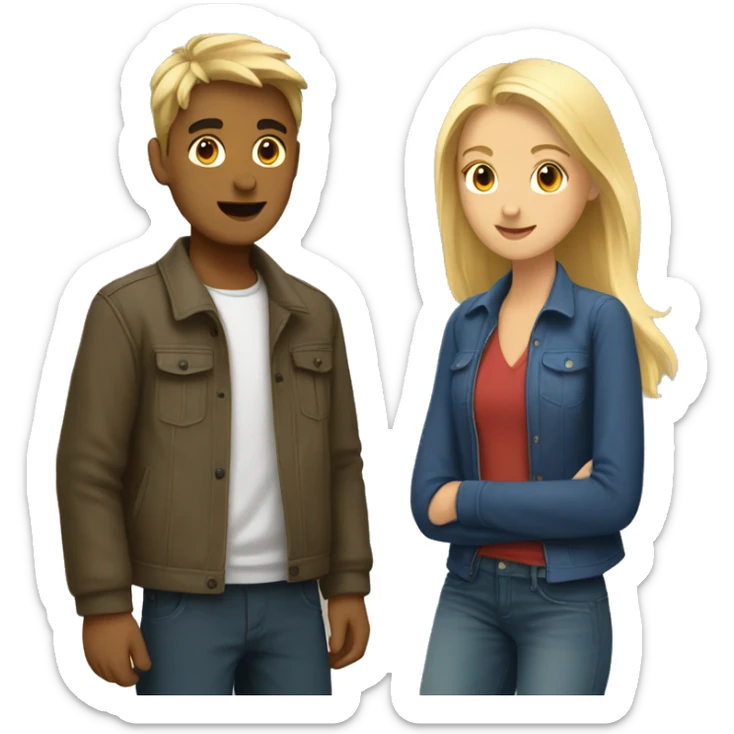 a couple of two young people : a nepali (the men) and a french girl (blonde) sticker