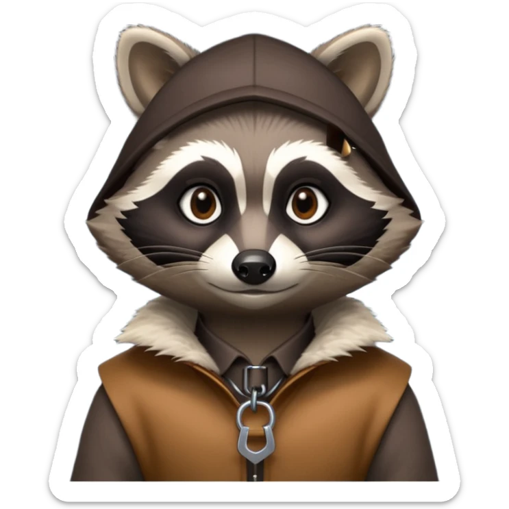 burglar raccoon portrait, head and shoulders only, key hanging on collar, stealthy look, nighttime thief vibe, 3D cartoon, mobile game icon style, clean background, no text, no watermark
 sticker
