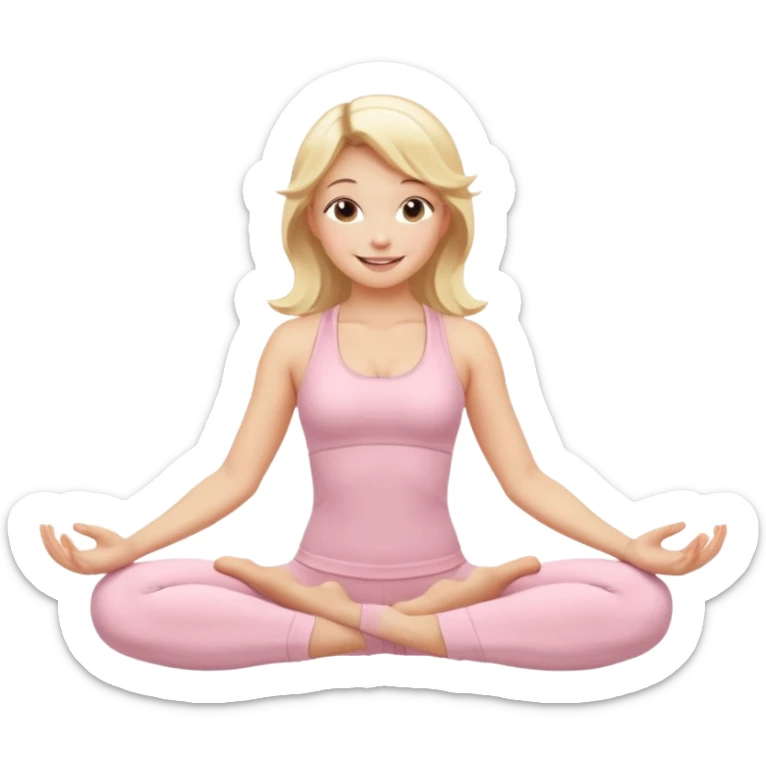 angelic blonde yoga girl in light pink yoga outfit  sticker