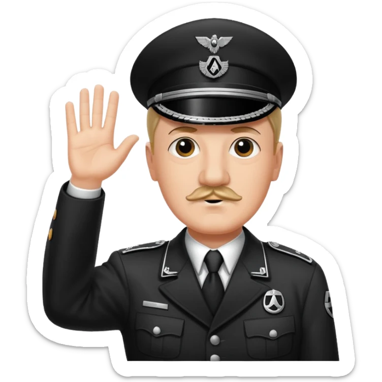 Hitler raising one hand straight out like a Sieg Hail salute in Black SS uniform. The arm must be straight out sticker