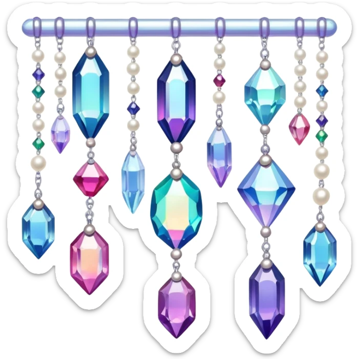 Iridescent big giant glistening glossy sparkly shiny glittery hanging crystals pearls and beads and gemstones decorations sticker
