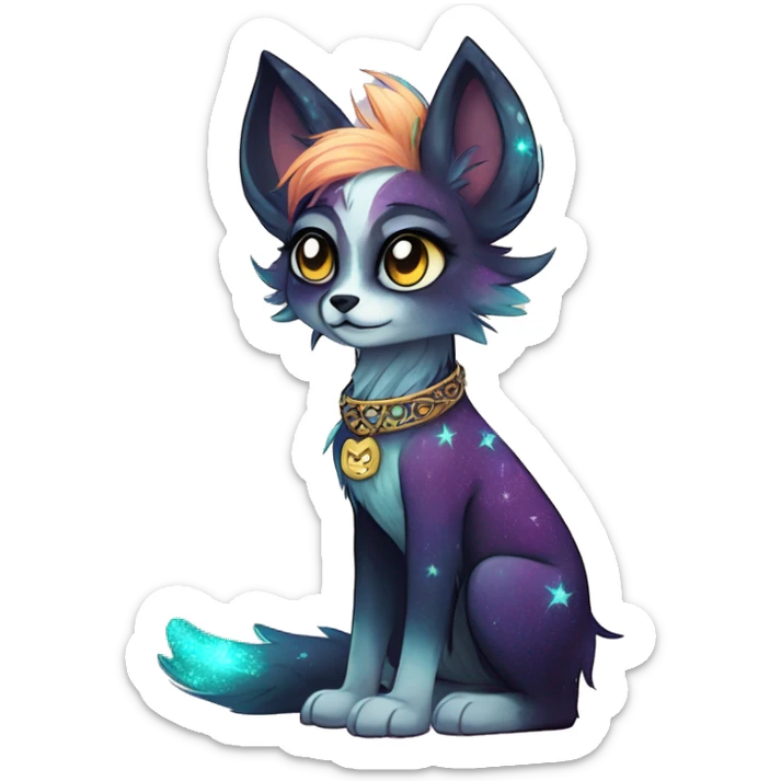 Cool cute Kawaii edgy fantasy animal sparkle fursona Fionbri by griffsnuff & LiLaiRa & Falvie full body sticker