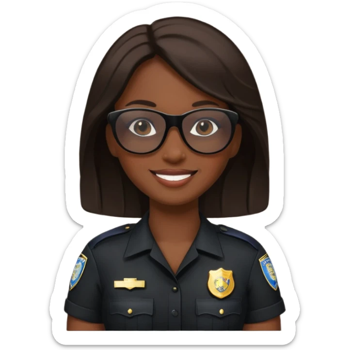woman police wearing black dress with sun glasses sticker