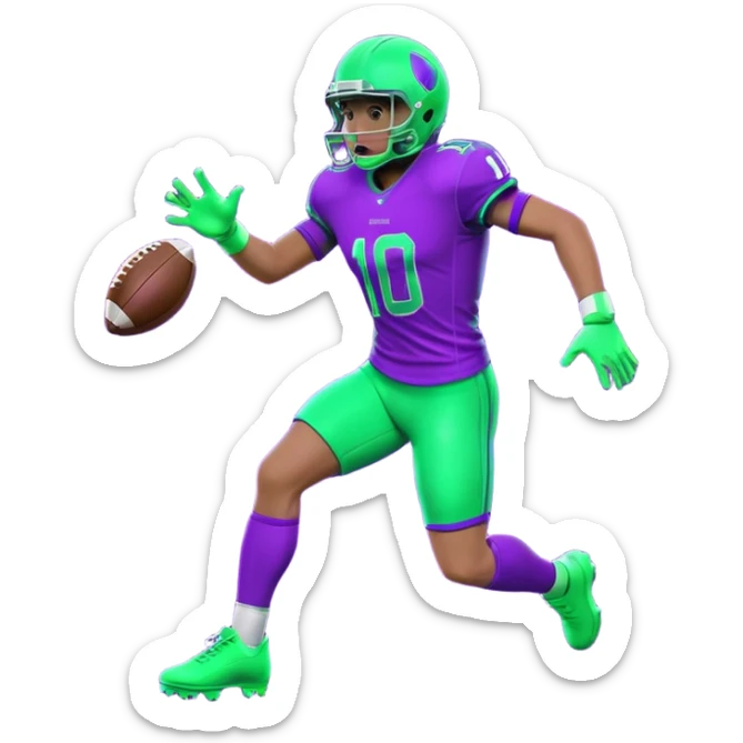  sports icon in neon purple and green, football fifa sticker