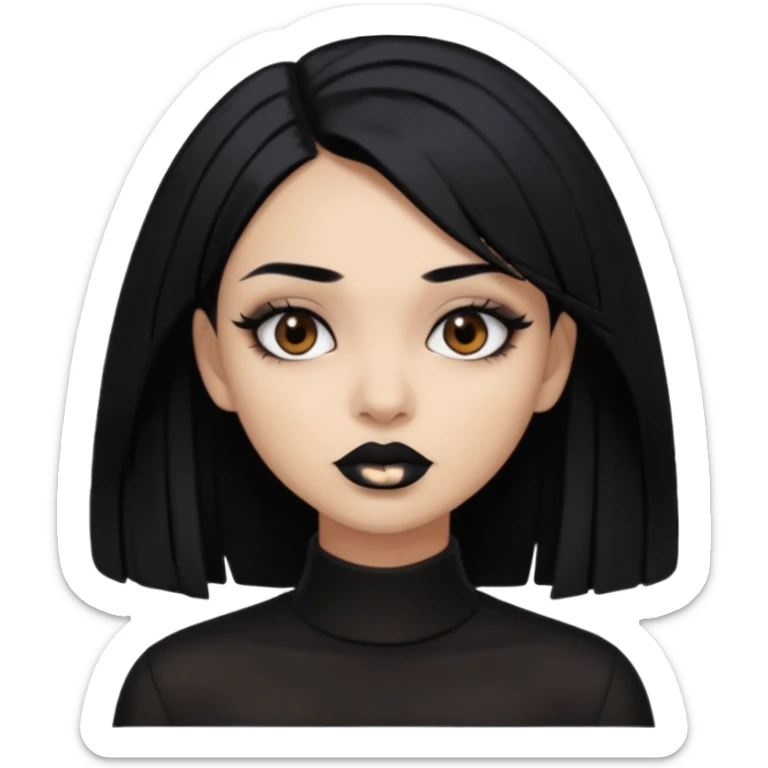 Goth girl black hair brown eyes cool lightbrown skin sticker