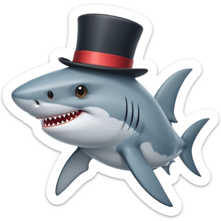 Shark with a top hat sticker