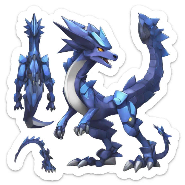  Edgy Shiny Futuristic Digimon-Fakemon-Reptile-Dragon-Sergal-Mecha full body sticker