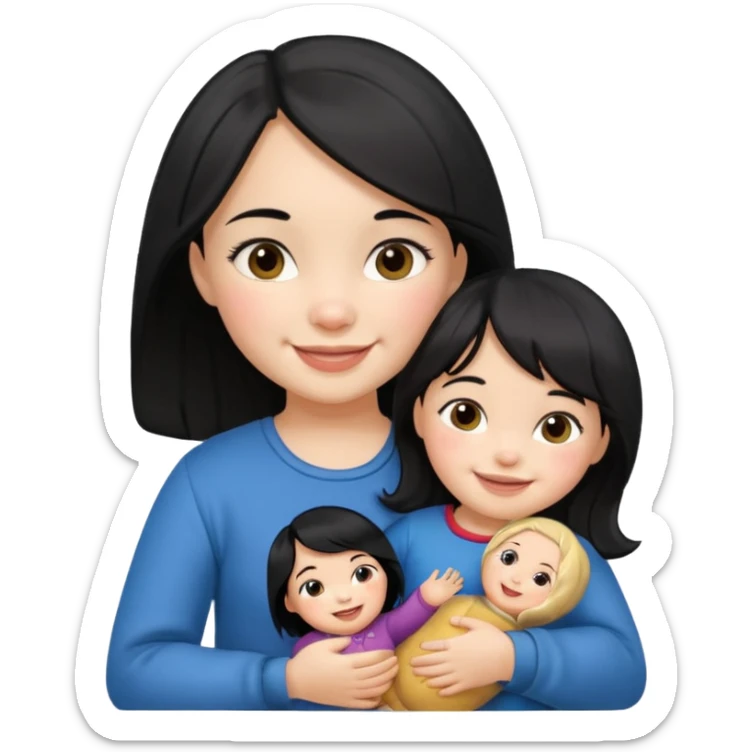 Toddler black hair girl – holding a russia doll sticker
