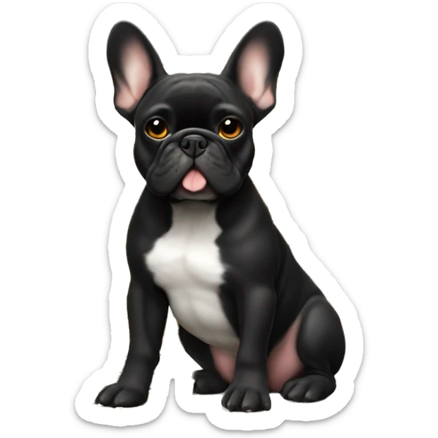 Black-and-tan French bulldog sitting on gold coins sticker