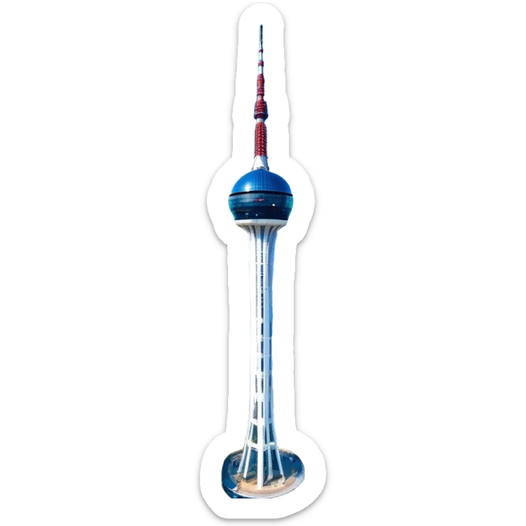 ​Cinematic Realistic N Seoul Tower, depicted in brilliant daylight as a slender, single-column tower rising from a modern cityscape, crowned by a sleek cylindrical observation deck offering panoramic views over Seoul, with crisp glass and steel surfaces reflecting clear blue skies and subtle architectural details that capture its futuristic elegance, sticker