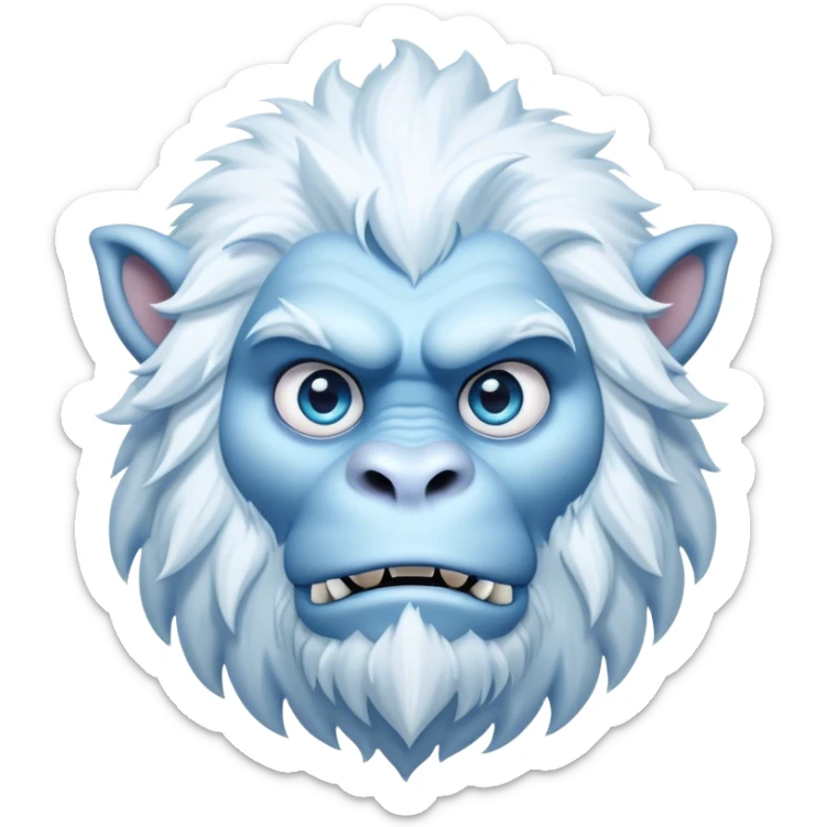 Cinematic Realistic WoW Yeti Portrait, head tilted epicly and inquisitively, showcasing a primal blend of raw might and mystical allure. His thick, shaggy fur in icy whites and pale blues and piercing ice-blue eyes are rendered in meticulous detail under dynamic, frosty lighting, high shine, epic and awe-inspiring, embodying the mystique of the frozen wilderness. sticker