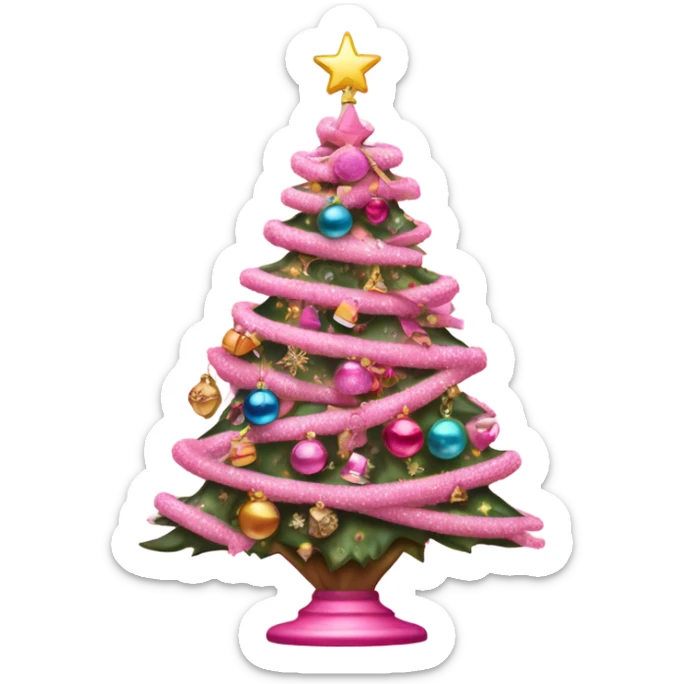 pink christmas tree sticker