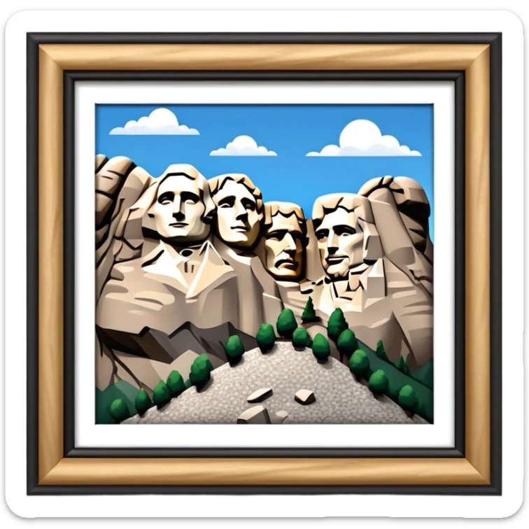 Mount Rushmore Landmark Emoji – Displaying the carved faces of four U.S. presidents in the granite mountainside. sticker