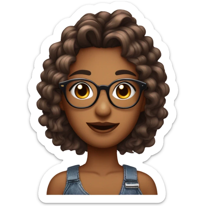 que sea una chica con cabello color cafe y con gafas pero muy bella que sea blaca con un chico con dos lunares arriba de la boca y peinado de sombrillita pero muy bello sticker