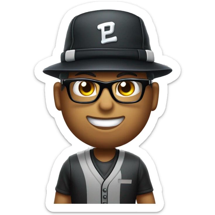 Mulatto umpire, blank hat, confident business young adult cat pfp with smart glasses, eyes gleaming with redemption sticker