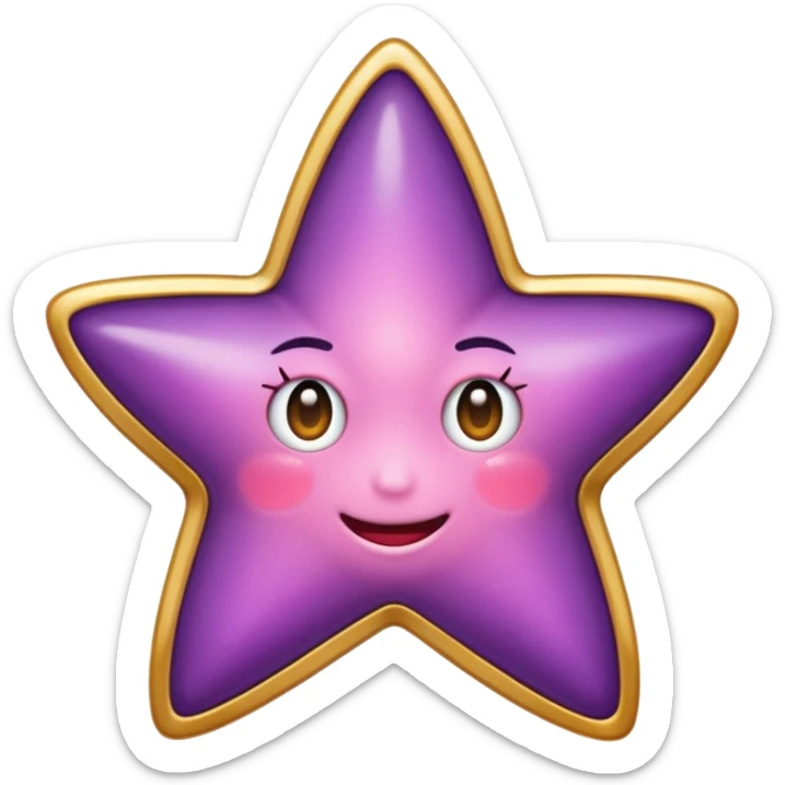 Quiero un emoji de estrella, pero que la estrella sea de oro rosa y brilli brilli con chispitas moradas sticker