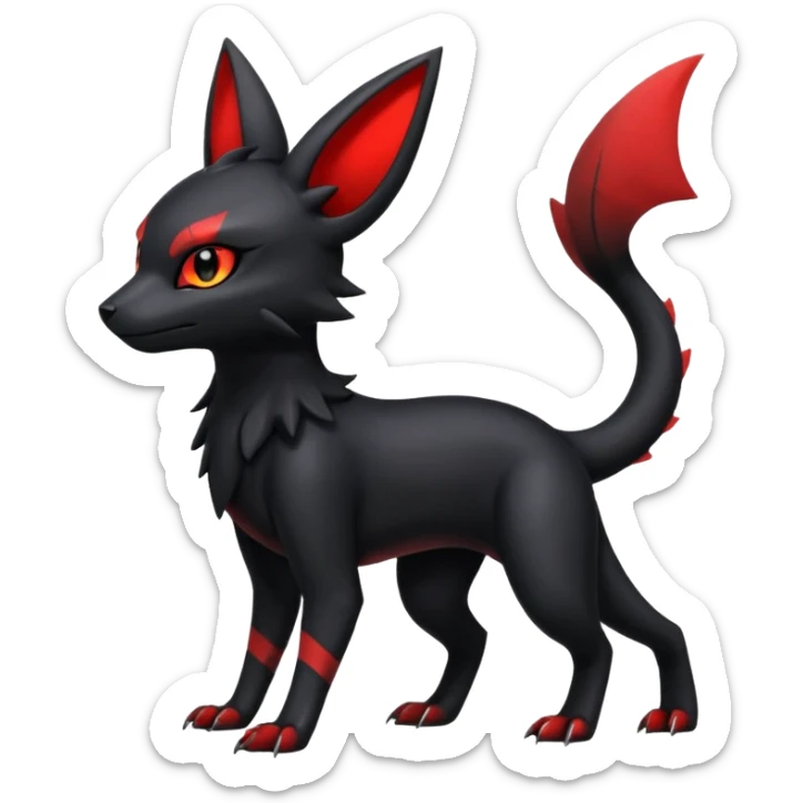 Shiny Dark Edgy Gothic Gloomy Futuristic Salandit-Umbreon-Litten-Hybrid (Full body) sticker