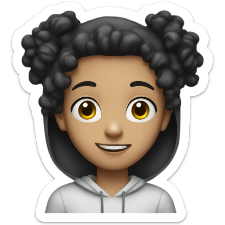 A white teenager with black curly hair with a fade and big nose with black hoodie sticker