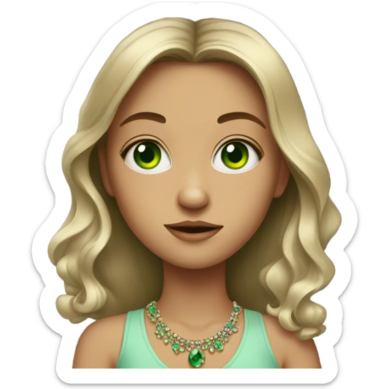 portrait of a girl with jewelry green eyes  sticker