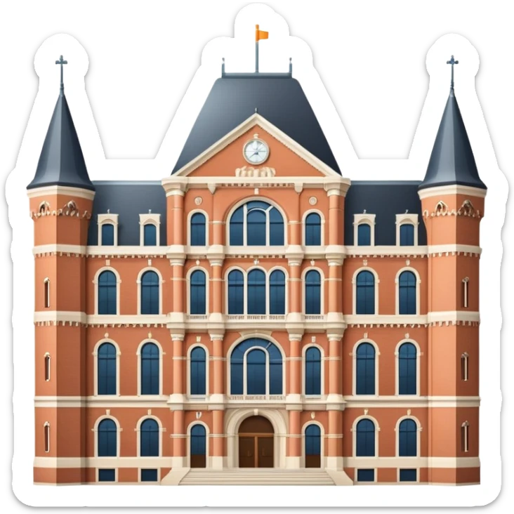 cinematic-realistic-rijksmuseum-landmark-emoji,-depicted-with-the-grand-facade-of-the-museum-rendered-in-intricate-detail-and-soft,-historical-lighting. sticker