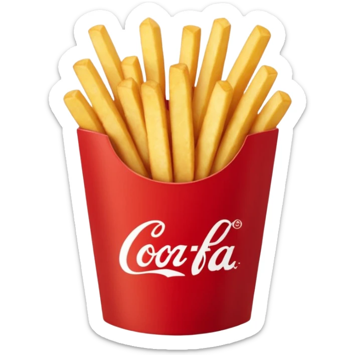 Chick-fil-A fast food fries, burger and coke with the name on it sticker