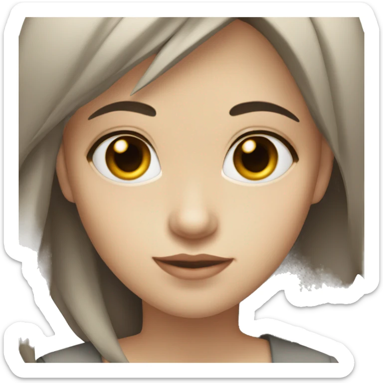 Girl with Pale skin, dark brown hair with side bangs, brown eyes sticker