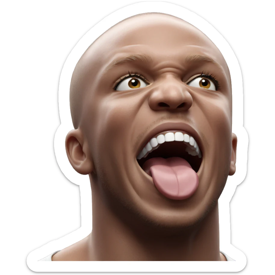 bald boy portrait with smile sticker