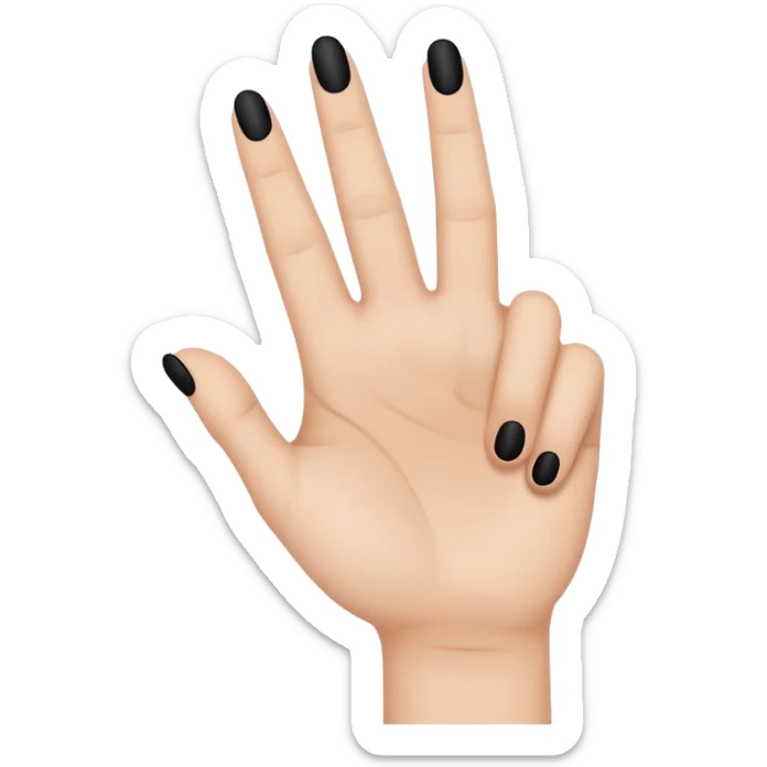 Minimal emoji icon of a human hand showing one finger, small black tattoo of the number 8 centered on the finger, thin line style, flat emoji design, simplified shape, neutral skin tone, centered, transparent background sticker