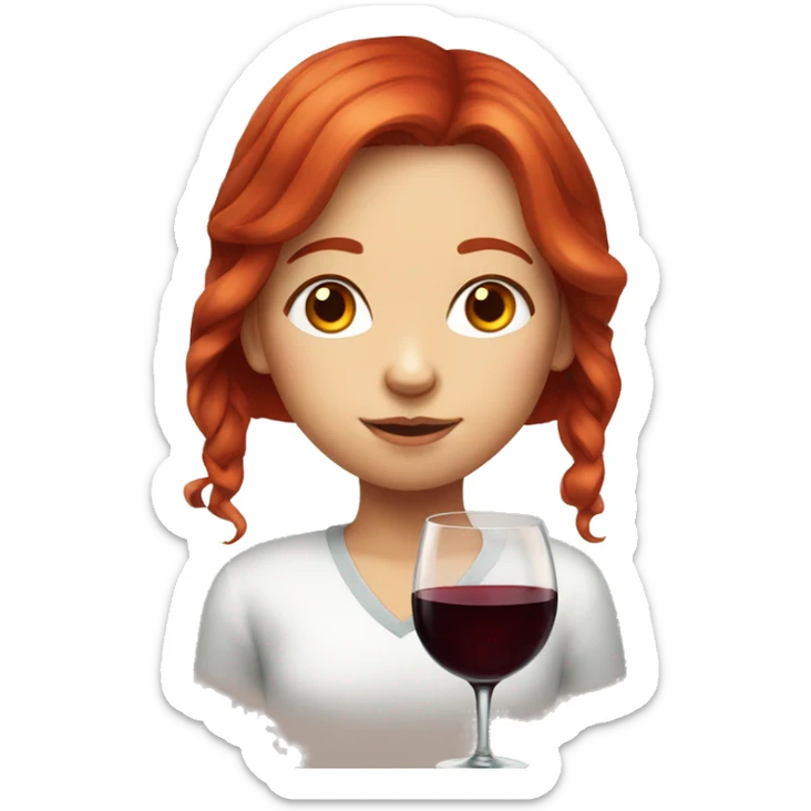 Red hair girl Portrait of a red-haired girl who drinks red wine sticker