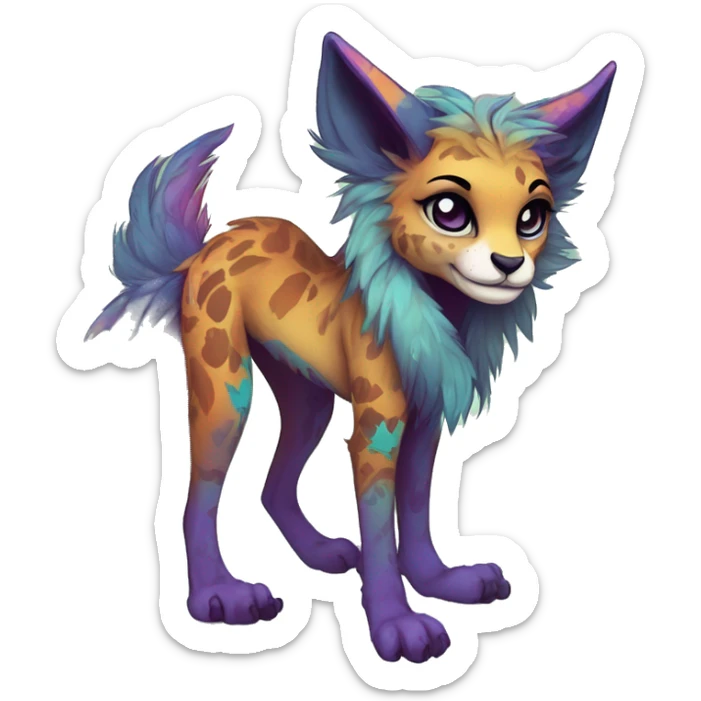 Cool cute Kawaii edgy colorful anthro fantasy animal fursona by griffsnuff & LiLaiRa & Falvie full body sticker