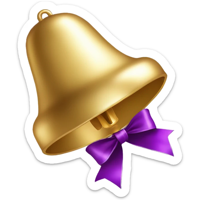 Gold bell with sparkles and purple ribbon, and in the middle it says: #CLARAMENTE sticker