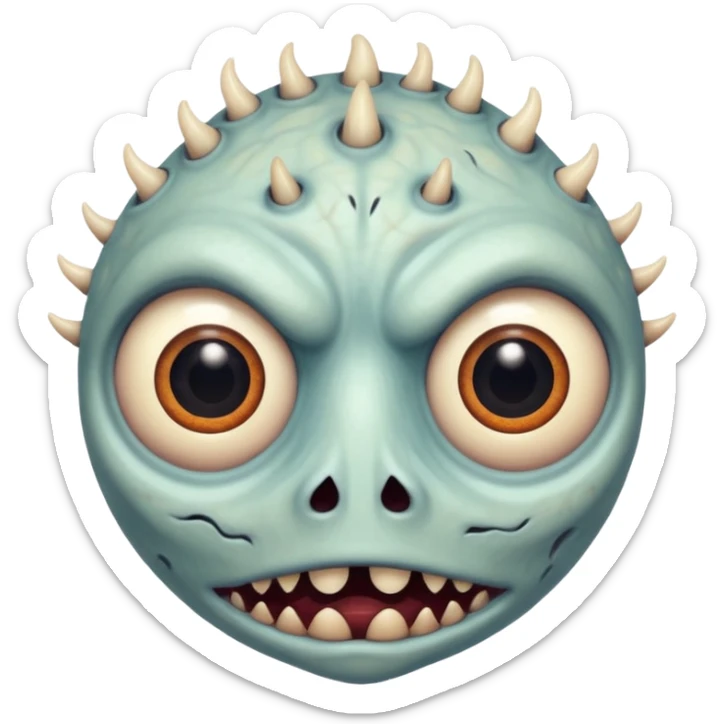 large skin surface with dozens of eyes creepy moster sticker