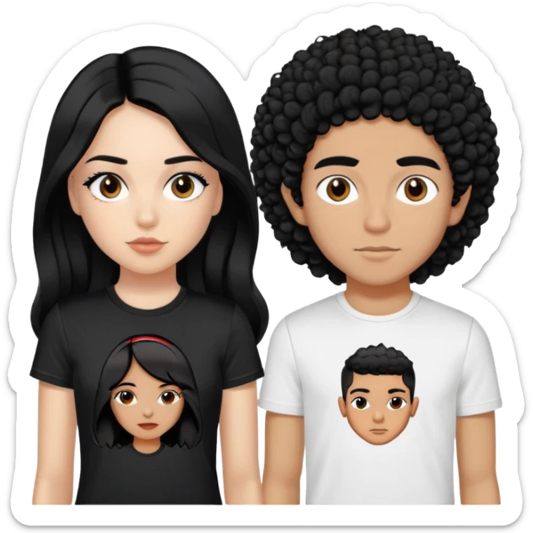 A girl with black straight hair, with a dsquared7 t-shirt, then with her there must be a Moroccan boy with black curly hair, with the dsquared7 shirt
 sticker