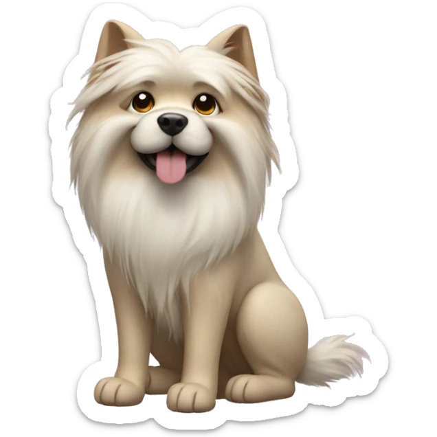 Chinese crescent dog with furry feet and furry head hair sticker
