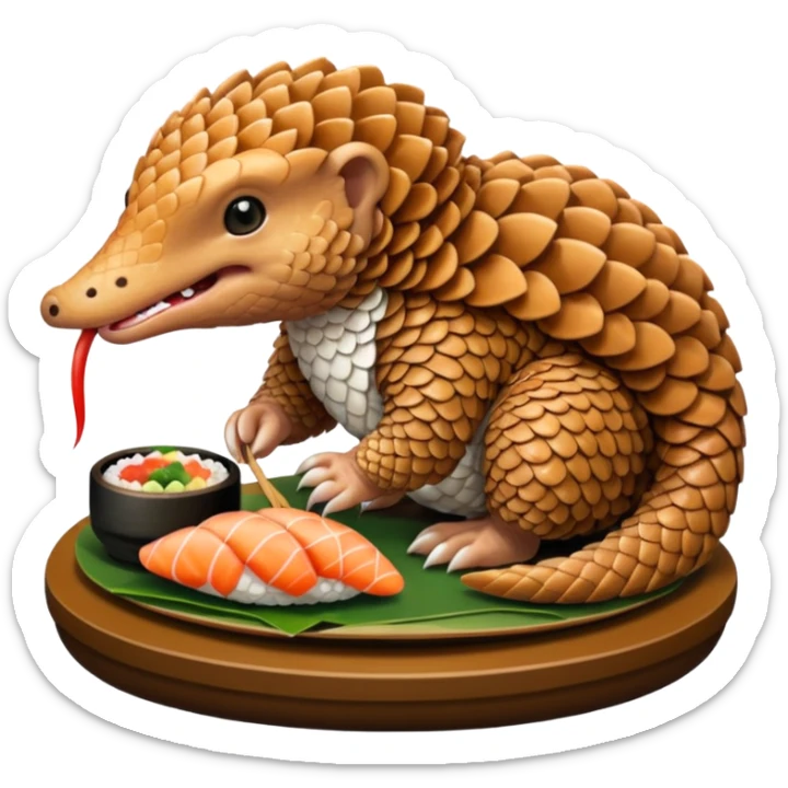A pangolin eating sushi sticker