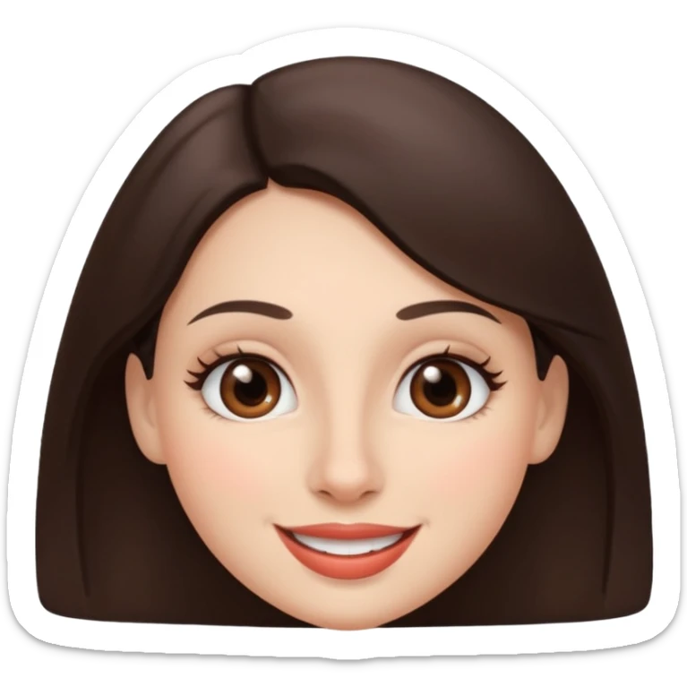 French brunette with brown eyes and full lips with big smile and round nose sticker