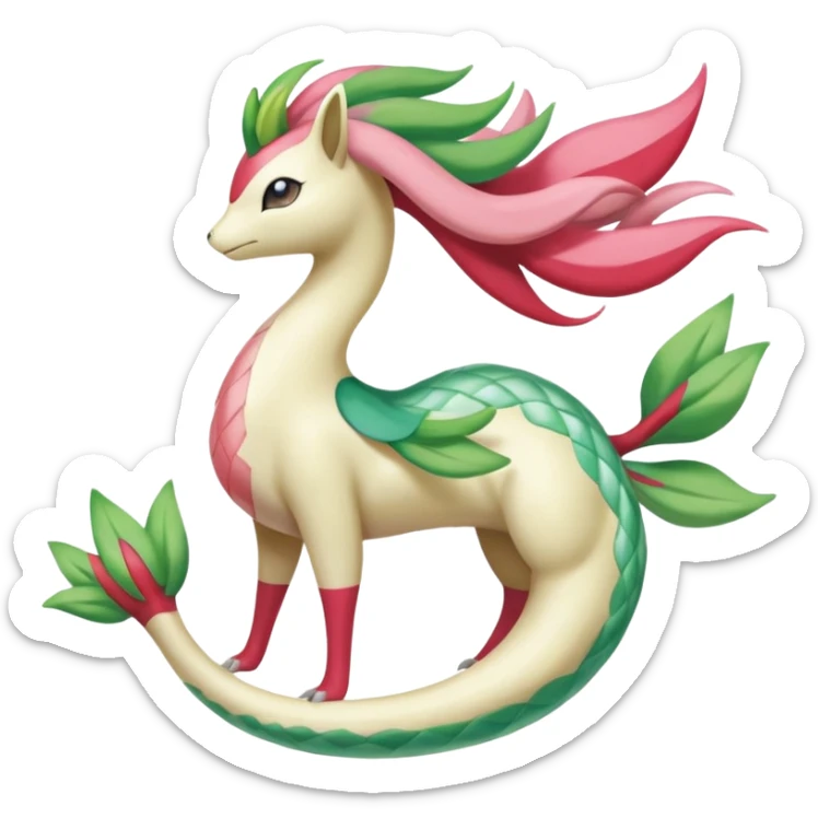 Shaymin-Meloetta-Cresselia-Milotic-Amaura-Pokémon-Fakémon-fusion, full body sticker