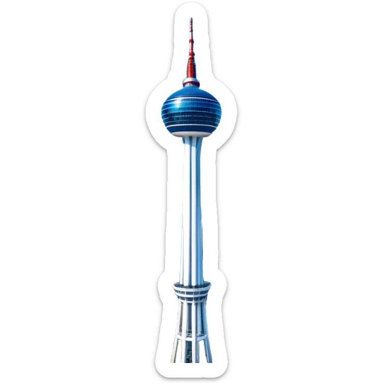 ​Cinematic Realistic N Seoul Tower, depicted in brilliant daylight as a slender, single-column tower rising from a modern cityscape, crowned by a sleek cylindrical observation deck offering panoramic views over Seoul, with crisp glass and steel surfaces reflecting clear blue skies and subtle architectural details that capture its futuristic elegance, sticker