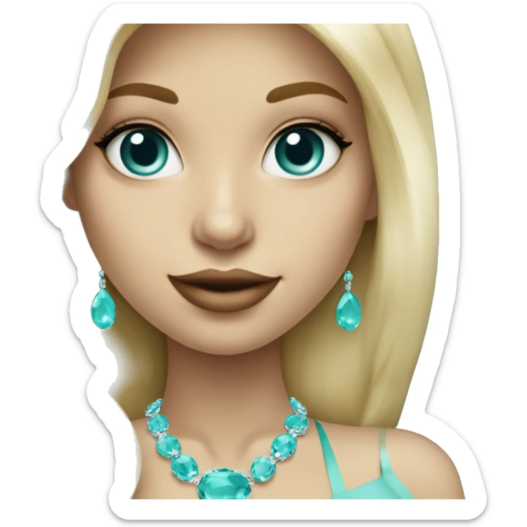 blonde girl wearing tiffany blue, elegant. long hair sticker