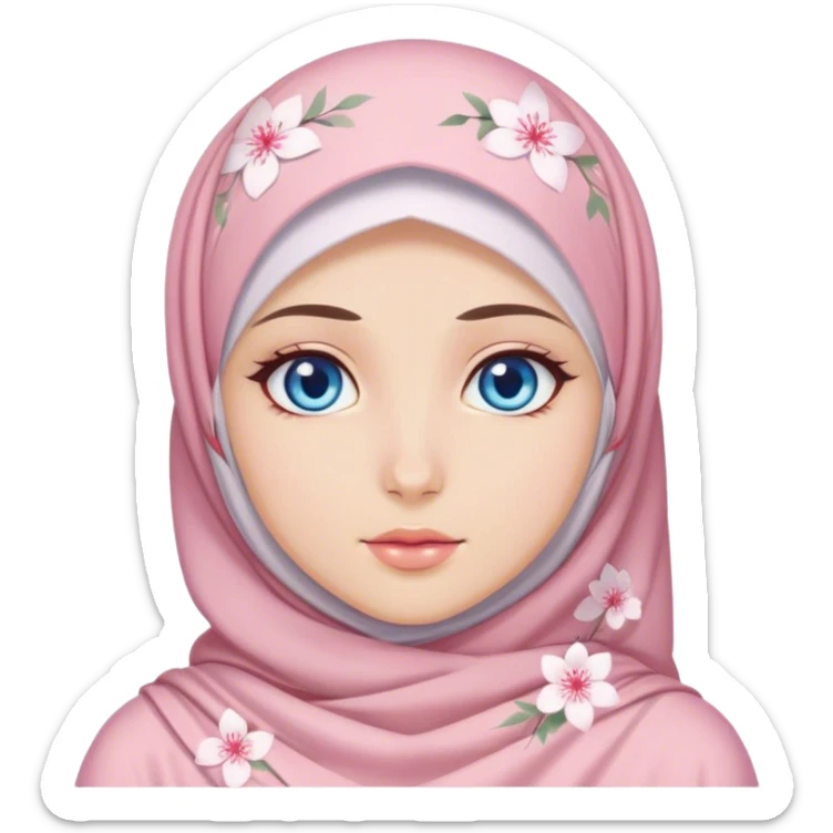 Turkish beautiful finish Konya girl blue eyes with hijab and Sakura dress sticker