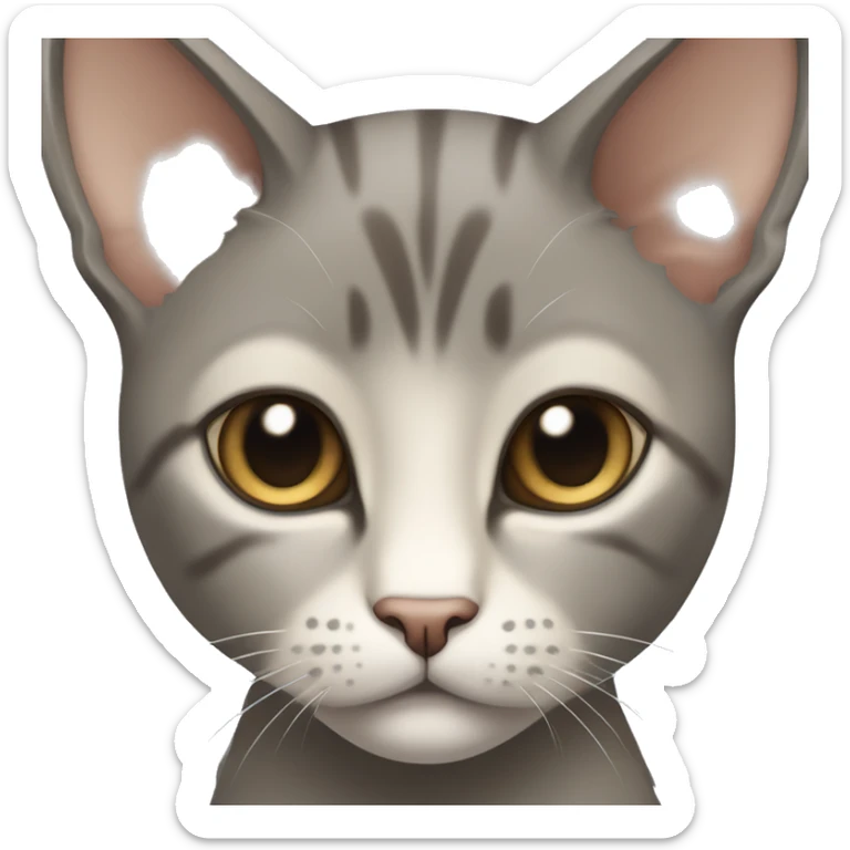 Thai breed realistic adult cat with a light cream-brown body, full dark gray face, ears, and paws. Short fur, sharp ears, striking light blue eyes  sticker